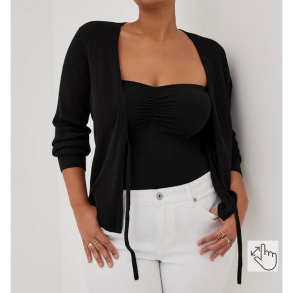 torrid Sweaters - NWOT Torrid 4X Tie Front Cardigan Ribbed Sweater Black